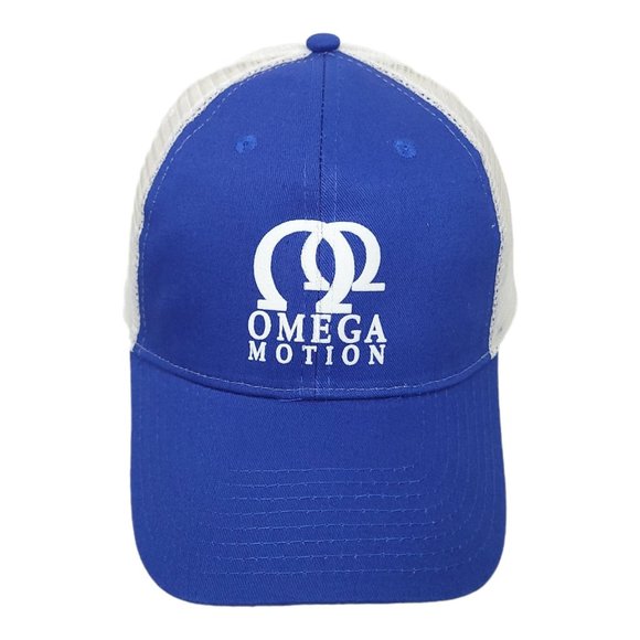 Omega Motion Mesh Strapback Cap Trucker Baseball Hat Vitronic Blue White - Picture 1 of 12